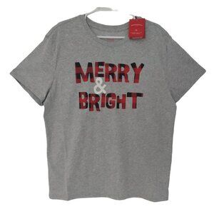 Wondershop Merry & Bright Plaid Graphic Gray T-Shirt Men's XL, NWT
